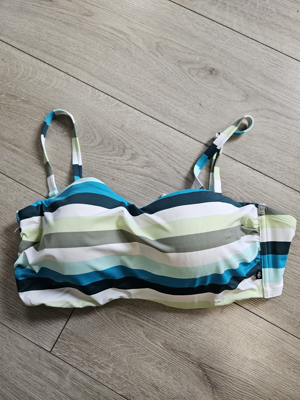 La Vie en Rose Aqua Striped Bandeau Bikini Top Multi Color Size Large🔥